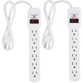 Amazon Basics Surge Protector Power Strip, 6-Outlet with 200J Protection, 2ft Extension Cord, Rectangle, White (2 Pack)