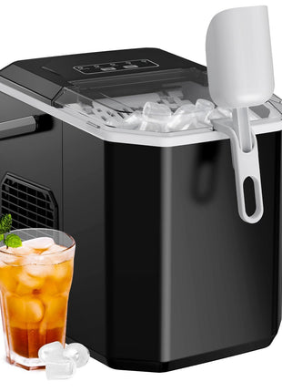 Silonn Ice Maker Countertop, Portable Ice Machine with Carry Handle, Self-Cleaning Ice Makers with Basket and Scoop, 9 Cubes in 6 Mins, 26 lbs per Day, Ideal for Home, Kitchen, Camping, RV