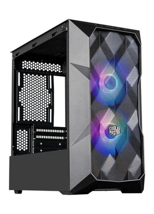 Cooler Master TD300 Mesh White Micro-ATX Tower with Polygonal Mesh Front ana Removable Top Panel, ARGB/PWM Hub Tempered Glass, Dual Sickleflow PWM ARGB Lighting Fans