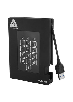 Apricorn 1TB Aegis Padlock Fortress FIPS 140-2 Level 2 Validated 256-Bit Encrypted USB 3.0 Hard Drive with PIN Access (A25-3PL256-1000F)