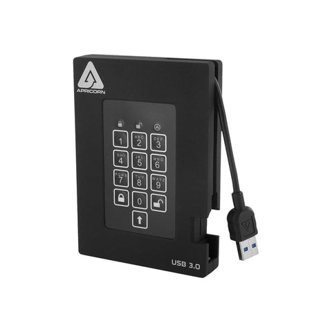 Apricorn 1TB Aegis Padlock Fortress FIPS 140-2 Level 2 Validated 256-Bit Encrypted USB 3.0 Hard Drive with PIN Access (A25-3PL256-1000F)