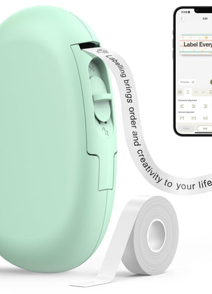 SUPVAN E10 Bluetooth Label Maker Machine with Tape, Continuous Waterproof Label, Versatile App with 35 Fonts and 1k+ Icons, Label Printer for Home, Kitchen, School, Office Organization, Green