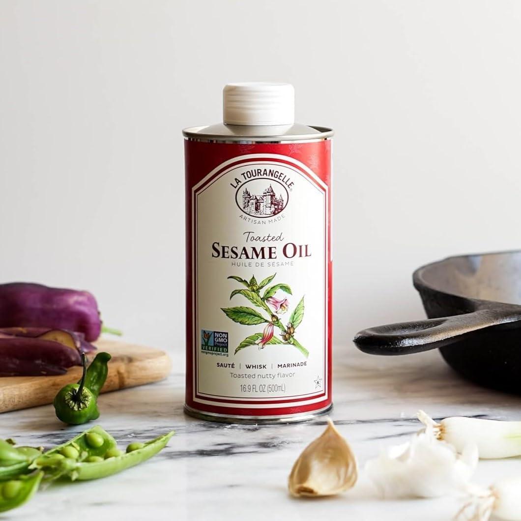 La Tourangelle, Toasted Sesame Oil, Great for Cooking, Add to Noodles, Stir-Fry, Vegetables, Vinaigrettes, and Marinades, 16.9 Fl Oz