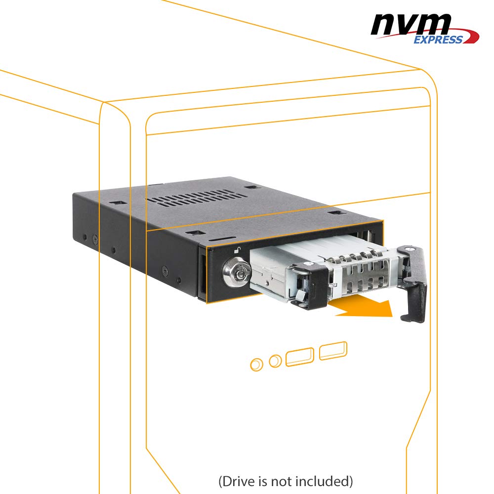 ICY DOCK 2.5" U.2 NVMe SSD PCIe 3.0/4.0 Mobile Rack for External 3.5" Drive Bay (147mm Depth) | ToughArmor MB601VK-B