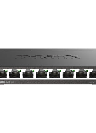 D-Link DGS-108, 8 Port Gigabit Ethernet Switch Unmanaged, Network Splitter, Silent Fanless, Network Hub, Sturdy Metal with Shielded Ports, Compact Desktop/Wall Mount, QoS, Energy Saving, Plug and Play