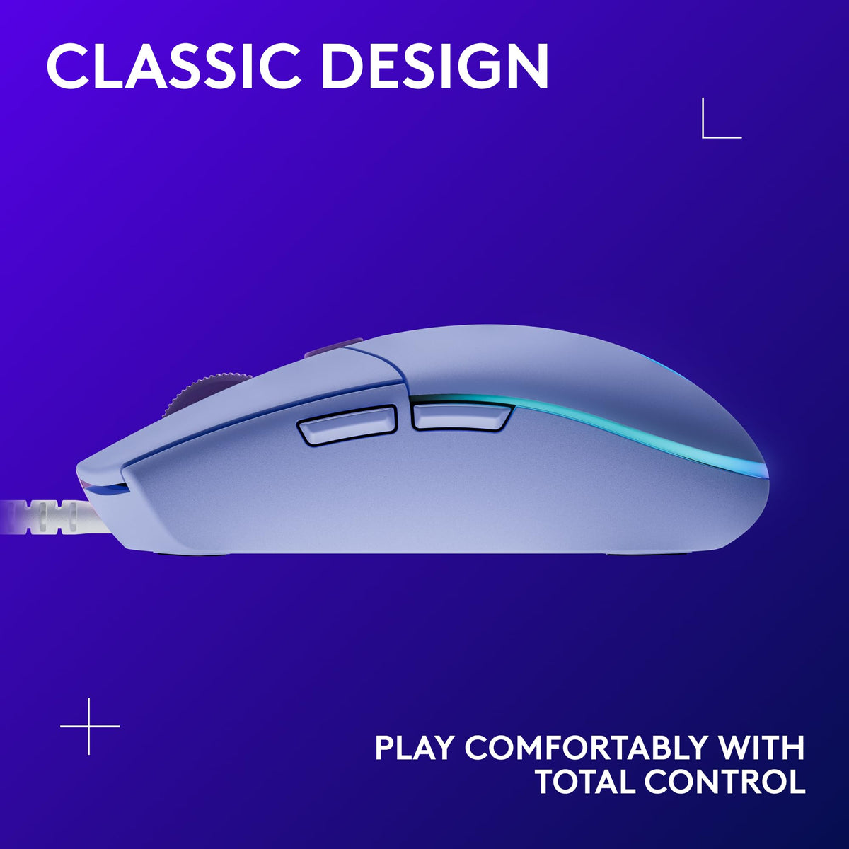 Logitech G203 Wired Gaming Mouse, 8,000 DPI, Rainbow Optical Effect LIGHTSYNC RGB, 6 Programmable Buttons, On-Board Memory, Screen Mapping, PC/Mac Computer and Laptop Compatible - Lilac