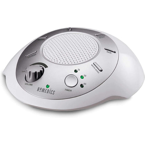 Homedics SoundSleep White Noise Sound Machine, Silver | Small Travel Size with 6 Relaxing Nature Sounds, Portable Therapy for Home, Office, Nursery, Auto-Off Timer