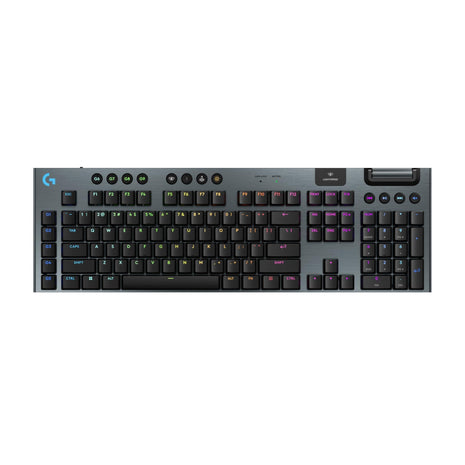 Logitech G915 X Lightspeed Low-Profile Wireless Gaming Keyboard, Double-Shot PBT Keycaps, Fully Programmable Keys, RGB Backlighting, Sleek Aluminum Finishing, GL Red Linear Switches - PC/Mac - Black