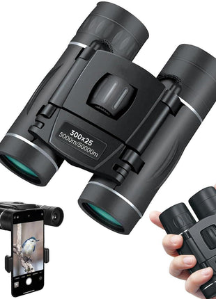 300x25 Binoculars for Adults and Kids, High Powered Mini Pocket Binoculars with Phone Adapter, Waterproof Compact Telescope for Bird Watching, Hunting, Concert, Theater, Opera, Traveling, Sightseeing