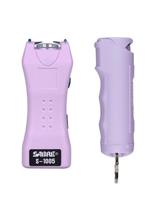 SABRE Pepper Spray & 2-in-1 Stun Gun with Flashlight, Self Defense Kit, Fast Flip Top Safety, Finger Grip for Better & Faster Aim, Painful 1.60 µC Charge, 120 Lumen LED Light, Rechargeable, 0.54 fl oz