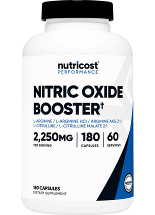 Nutricost Nitric Oxide Booster 2250mg, 180 Capsules   750mg Per Casule, 60 Servings   Gluten Free and Non GMO