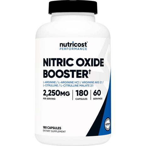 Nutricost Nitric Oxide Booster 2250mg, 180 Capsules   750mg Per Casule, 60 Servings   Gluten Free and Non GMO