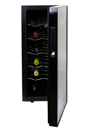 Koolatron 12 Bottle Wine Fridge – Freestanding Wine Cooler with Glass Door, 1.2 Cu Ft (33L) Beverage Can Refrigerator, Digital Temperature Control, Ideal for Red, White & Sparkling Wine, Champagne
