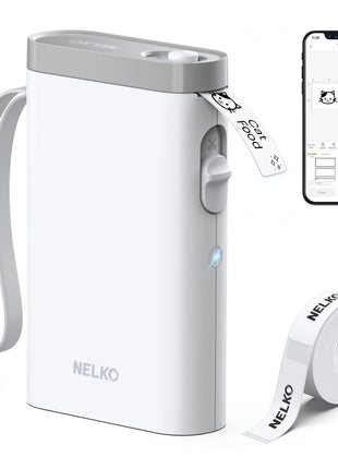Nelko Label Maker Machine with Tape, P21 Bluetooth Label Printer, Wireless Mini Label Makers with Multiple Templates for School Office Home, White