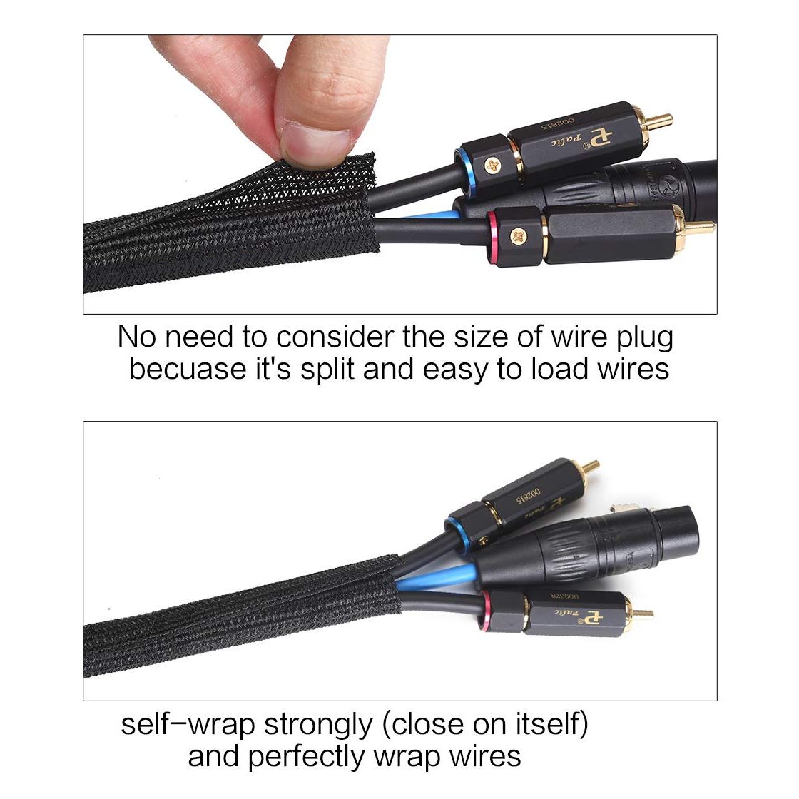 Alex Tech 10ft - 1/2 inch Cord Protector Wire Loom Tubing Cable Sleeve Split Sleeving For USB Cable Power Cord Audio Video Cable – Protect Cat From Chewing - Black