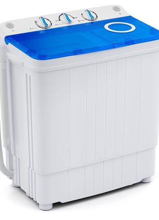 Giantex Portable Washing Machine, 17.6lbs Compact Washer Spinner Combo with Pump Drain, Twin Tub 11lbs Wash & 6.6lbs Spin, Lavadoras Portatiles for Apartment RV Dorm College (White & Blue)
