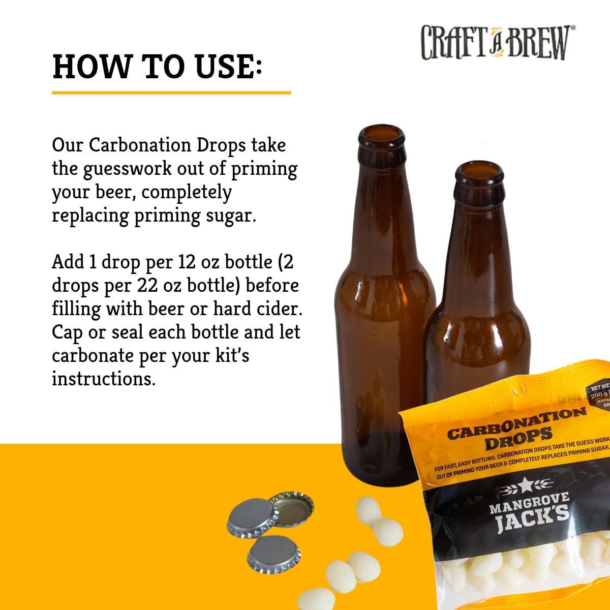 Craft A Brew - Carbonation Drops - For At Home Beer Brewing - Substitute For Priming Sugar - Prepares Homebrew For Carbonation & Bottle Conditioning - Beer & Hard Cider - No Added Flavor - 60 Count
