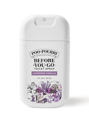 Poo-Pourri Before-You-Go Pocket Toilet Spray, Travel Essentials, Lavender Vanilla, 1 Fl Oz, Up to 50 Uses, On-The-Go Bathroom Odor Deodorizer with Essential Oils, TSA Approved Size