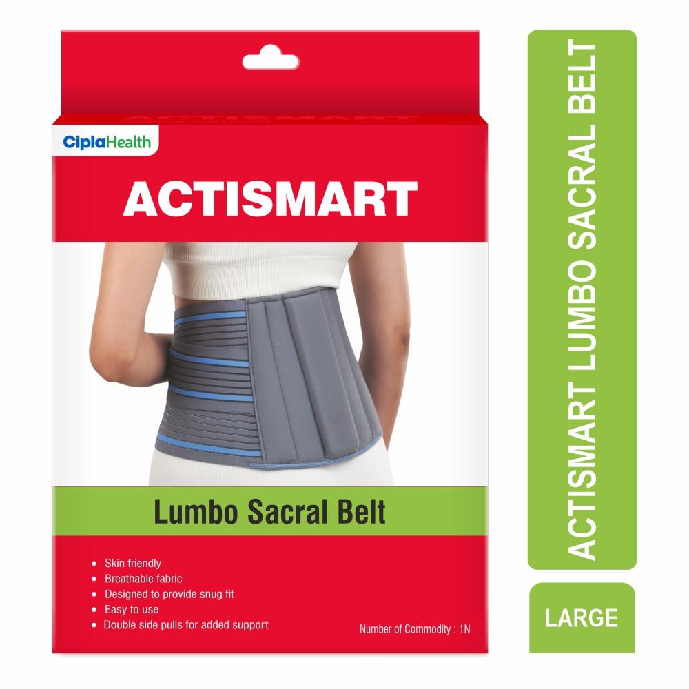 Cipla ACTISMART Lumbar Sacral Belt | Back Support Belt | Belt For Back Pain Relief Women & Men |Back Support & Injury Prevention | Large