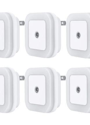 LED Night Light Lamp with Smart Sensor Dusk to Dawn Sensor, Daylight White, 0.5W Plug-in, 6-Pack