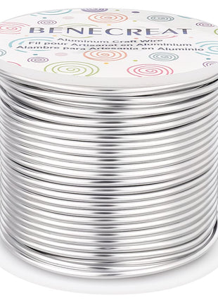 BENECREAT 12 17 18 Guage Aluminum Wire (12 Gauge 100FT) Silver Anodized Jewelry Craft Wire for Beading Floral Making, Jewelry Sculpting Model Making