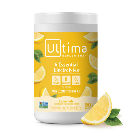 Ultima Replenisher Daily Electrolyte Powder Drink Mix, 90-Serving Canister | Zero Sugar Lemonade Hydration Powder with 6 Electrolytes & Minerals - Sugar Free, Plant-Based & Keto Friendly