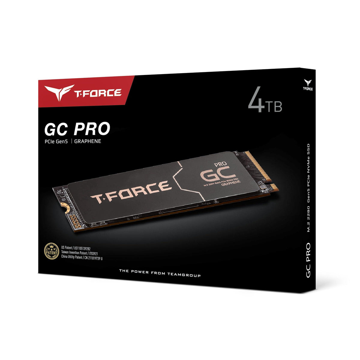 TEAMGROUP T-Force GC PRO 4TB Graphene Heatsink DRAM SLC Cache 3D TLC NAND NVMe InnoGrit PCIe Gen5x4 M.2 2280 Gaming Internal SSD Read/Write 12500/11000 MB/s TM8FFL004T0C129