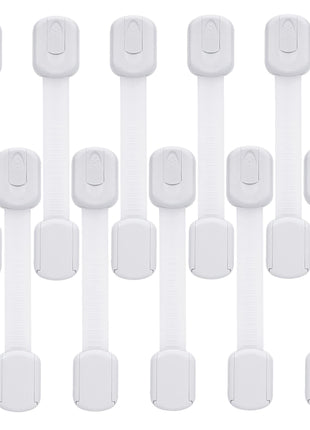 Goodv Child Safety Cabinet Locks - (10 Pack) Baby Proofing Latches to Drawer Door Fridge Oven Toilet Seat Kitchen Cupboard Appliance Trash Can with 3M Adhesive - Adjustable Strap No Drill No Tool