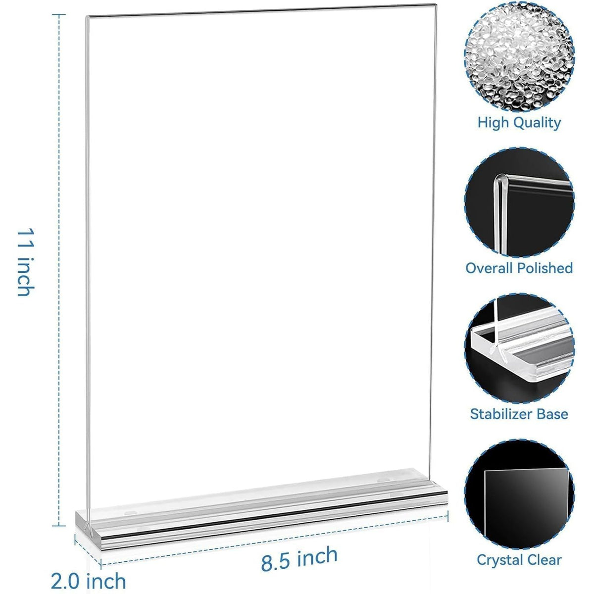 EHWINE Acrylic Sign Holder 8.5 x 11, 10 Pack Double-Sided Stand up Table Top Sign Holders, Clear Acrylic Picture Frame Menu Flyer Paper Holder Display Stand for Office Business Store Wedding Party