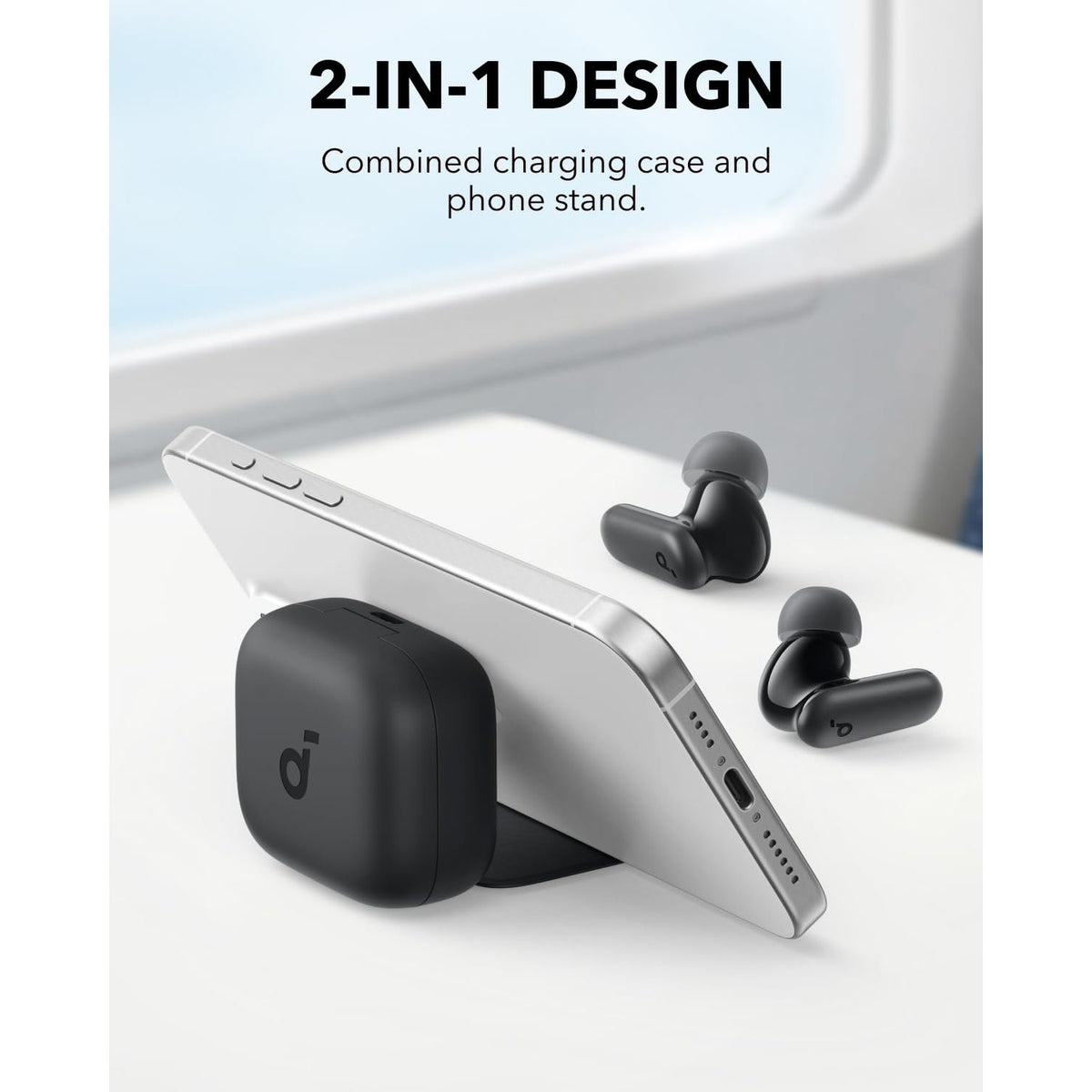 Soundcore P30i by Anker Noise Cancelling Earbuds, Strong and Smart Noise Cancelling, Powerful Bass, 45H Playtime, 2-in-1 Case and Phone Stand, IP54, Wireless Earbuds, Bluetooth 5.4 (Black)