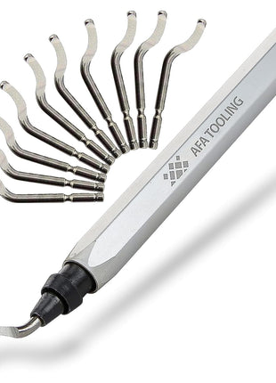 AFA Tooling - Deburring Tool Micro-Polished & Anodized Handle with 11 High-Speed Steel M2 Blades, Deburring Tool 3D Printing, Reamer Tool for Metal, PVC, Copper Pipe, Plastic, Resin & 3D Printed Edges