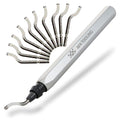 AFA Tooling - Deburring Tool Anodized Silky Silver Handle with 11 High-Speed Steel Blades, Deburring Tool 3D Printing, Reamer Tool for Metal, PVC, Copper Pipe, Plastic, Steel, Resin & 3D Printed Edges