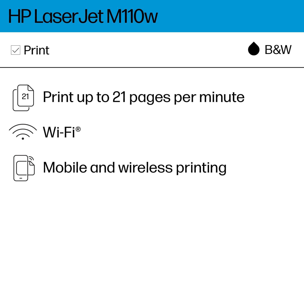 HP LaserJet M110w Wireless Black & White Printer, Print, Fast speeds, Easy setup, Mobile printing, Best for small teams