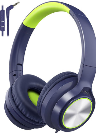Kids Headphones with Cord , Wired Over Ear Headsets with Microphone Limited Volume 85dB/ 94dB, Portable Wired Headphones for Kids Boys Girls Teens Children Online School/Travel/iPad/Tablet/Cellphone