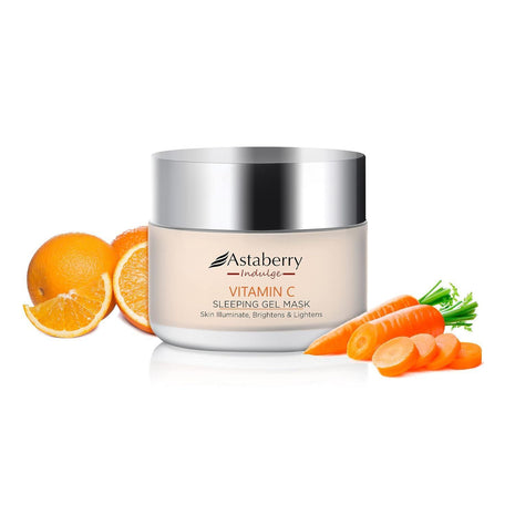 Astaberry Indulge Vitamin C Sleeping Gel Mask for Skin illuminate 50g - Brightens & Lightens | Boosts Glow & Plumps Skin | Repairs Sun Damage | Reduces Pigmentation