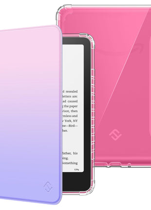 Fintie Case for 7 inch All-New Kindle Paperwhite (12th Generation, 2024) and Kindle Colorsoft, Ultra Clear Soft Light Transparent TPU Back Cover Auto Wake/Sleep, Fantasy Ombre