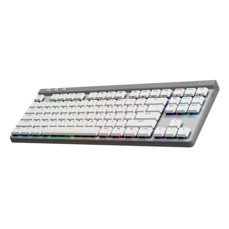 Logitech G515 Lightspeed TKL Low Profile Wireless Gaming Keyboard, LIGHTSYNC RGB, Thin Tenkeyless Design, Double-Shot PBT Keycaps, Linear (Red) Mechanical Switches - White