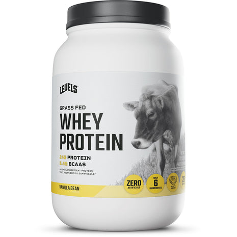 Levels Whey Protein Powder, No Artificial Ingredients, Vanilla Bean, 2LB | 24G of Protein, 5.4G BCAAs, Clean Ingredients, Hormone Free Dairy, No Fillers, No Added Sugar, No Junk