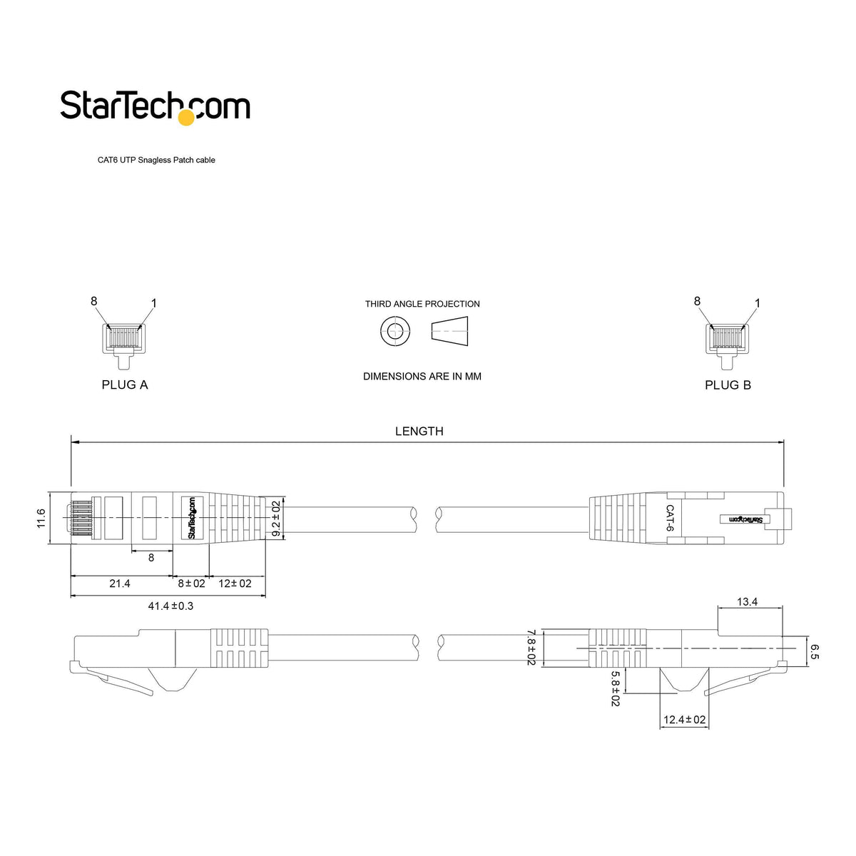 StarTech.com 15ft CAT6 Ethernet Cable - Black CAT 6 Gigabit Ethernet Wire -650MHz 100W PoE RJ45 UTP Network/Patch Cord Snagless w/Strain Relief Fluke Tested/Wiring is UL Certified/TIA (N6PATCH15BK)