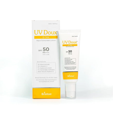 Brinton UV Doux D-Tan Aqua Sunscreen Lotion | SPF 50 PA++++ | 50 ml (Pack of 1)
