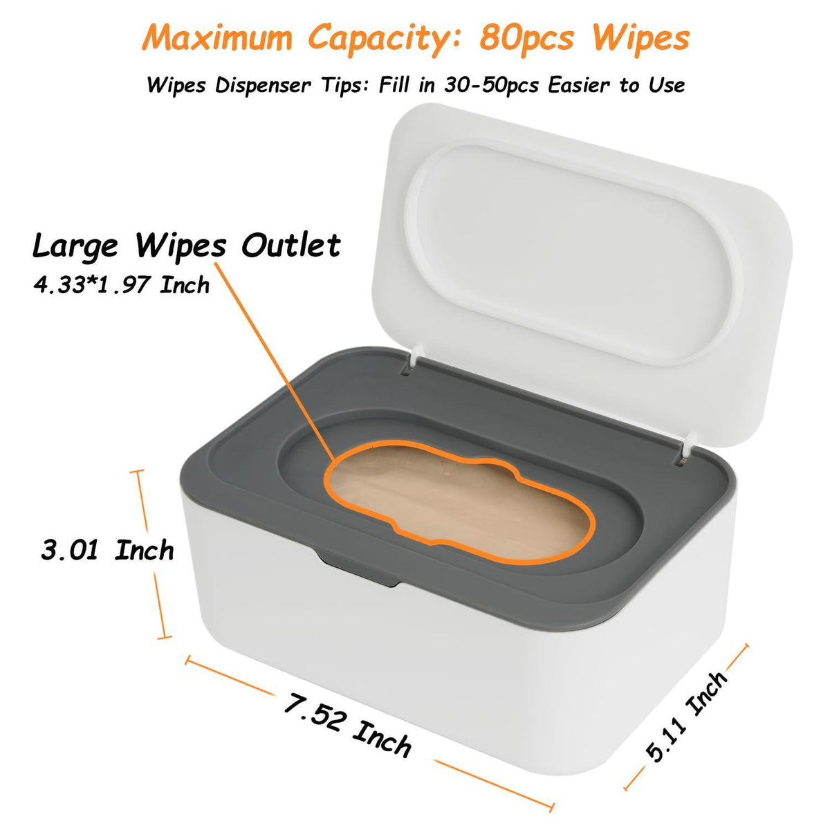 Wipes Dispenser, Wipe Holder for Baby & Adult, Seposeve Refillable Wipe Container, Keeps Wipes Clean. Non-Slip, Easy Pull Wipes Pouch Case, (Grey)