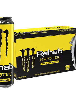 Monster Rehab Tea + Lemonade + Energy, Energy Drink 15.5 Ounce | Energy Iced Tea, Pack of 15