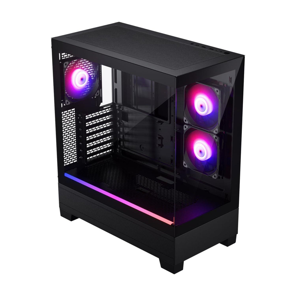 Phanteks XT View, Mid-Tower Gaming Chassis, Tempered Glass Front and Side Window, USB-C 3.2 Gen2, 3X M25-120 D-RGB Fans Included (Black)