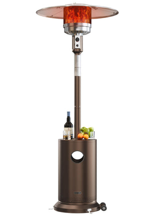 EAST OAK 50,000 BTU Patio Heater for Outdoor Use With Round Table Design, Double-Layer Stainless Steel Burner and Wheels, Outdoor Patio Heater for Home and Commercial, Bronze, 31.9 inch x 31.9 inch x 86.6 inch