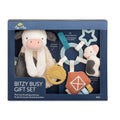 Itzy Ritzy Farm Toy Gift Set - Includes Cow Lovey & Farm-Themed Busy Ring Car Seat and Stroller Toy - Features Crinkle Sounds, Engaging Textures & Silicone Teething Relief (Farm)