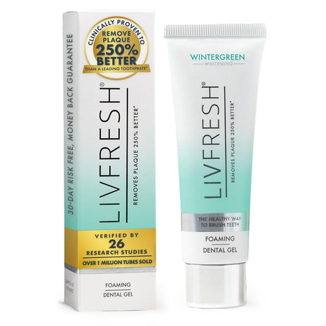 LIVFRESH Toothpaste Gel, Clinically Proven to Remove Plaque 250% Better, Improves Gum Health 190% Better, Prevents & Reduces Tartar, Freshens Breath, SLS Free Dental Gel, Wintergreen