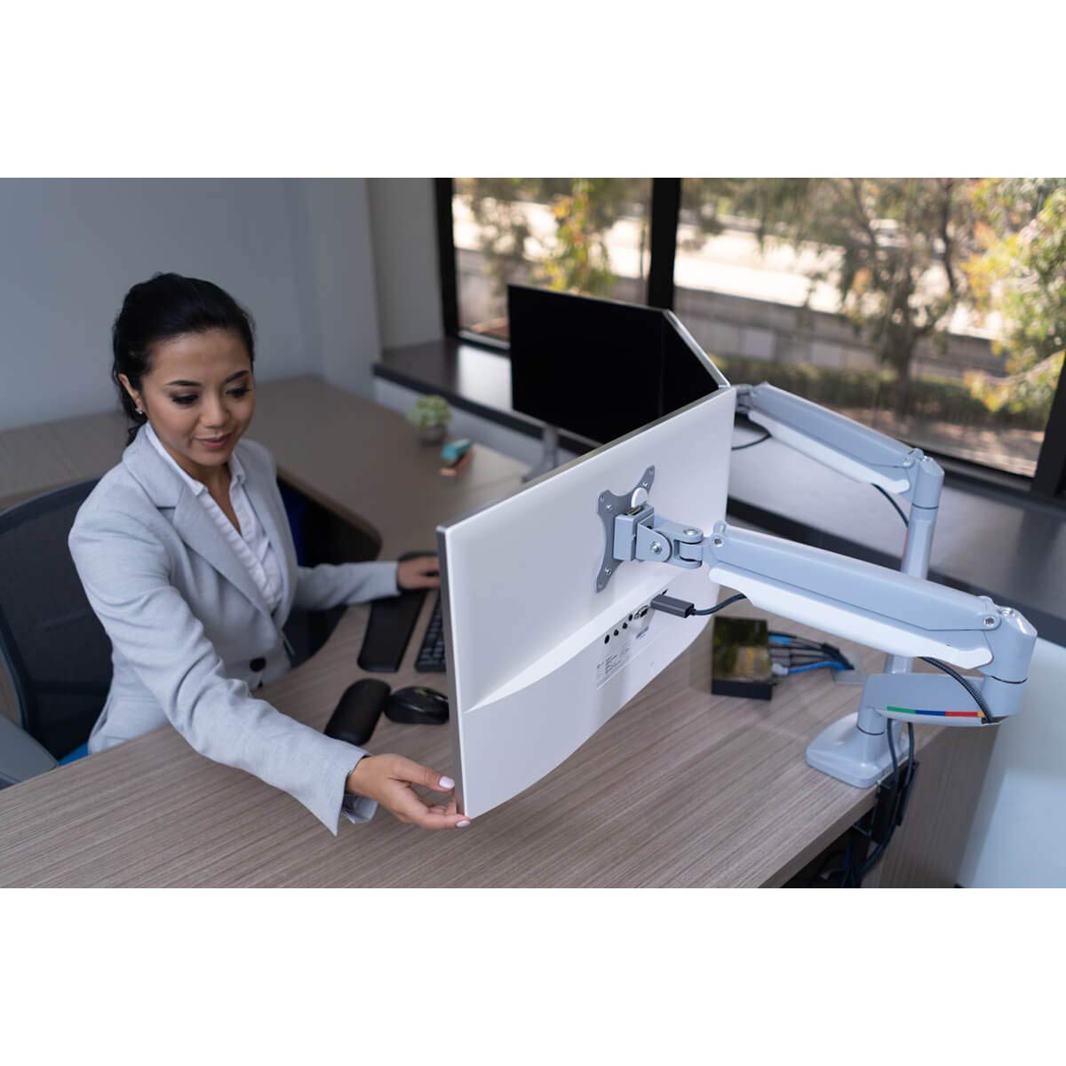 Kensington K55471WW Monitor Arm One Touch Height Adjustable , grey