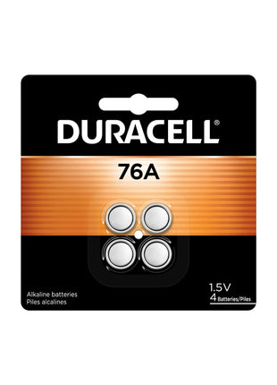 Duracell 76A 1.5V Batteries, 4 Count (Pack of 1), 76A 1.5 Volt Battery, Equivalent to LR44, A76, and AG13, Long-lasting for Watches, Alarms, Calculators and More