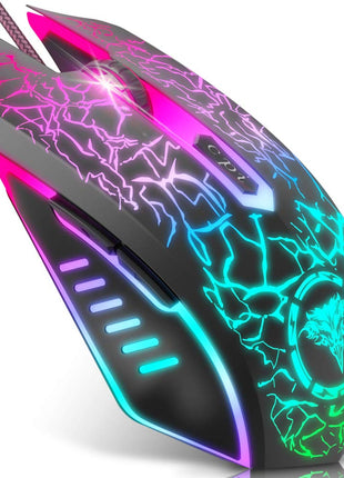 BENGOO Gaming Mouse Wired, Ergonomic Gamer Laptop PC Optical Computer Mice with RGB Backlit, 4 Adjustable DPI Up to 3600, 6 Programmable Buttons for Windows 7/8/10/XP Vista Linux -Black
