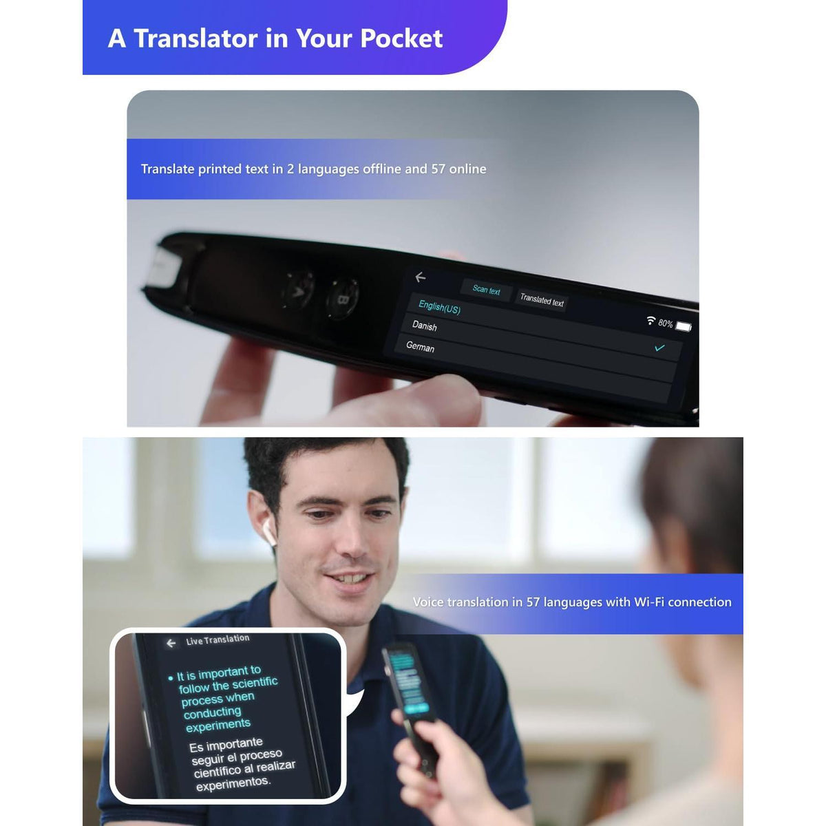 PenPower WorldPenScan Go - Translation Pen with Scanning, Reading, Audio Recording, Live Interpretation, and AI English Learning Platform for Kids & Adults